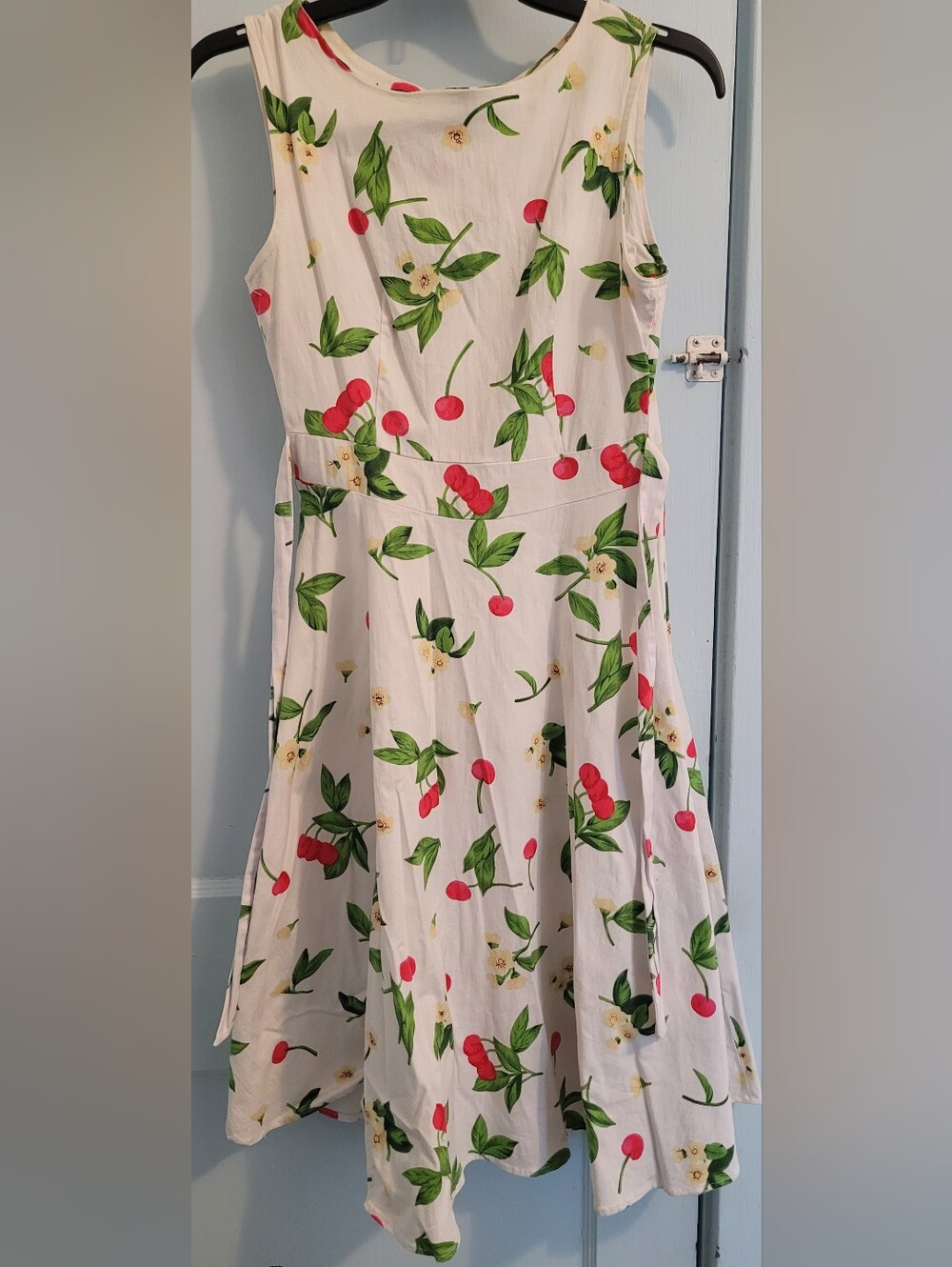 White Cherry Print Tank Dress